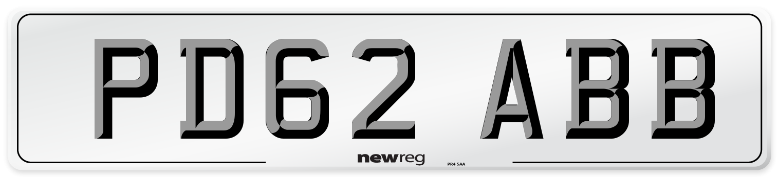 PD62 ABB Number Plate from New Reg